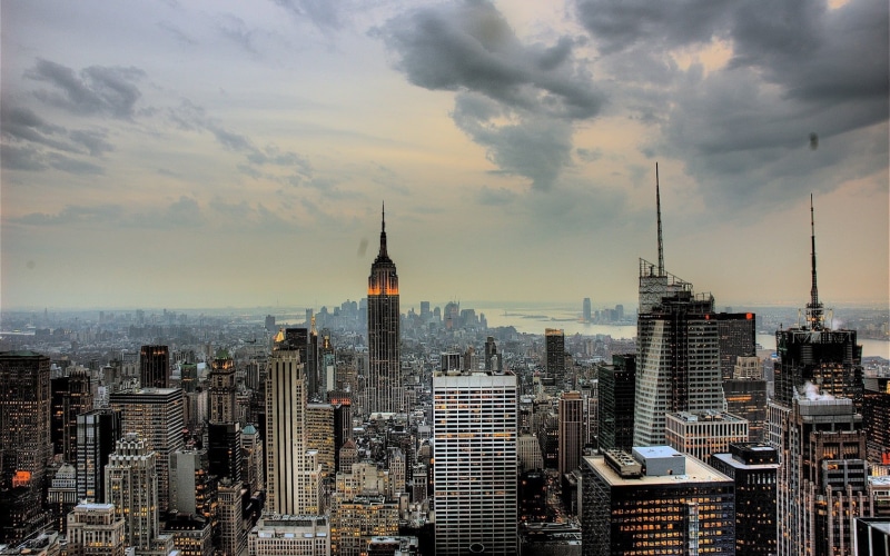 urban Skyline, midtown Manhattan, famous Place, scenics, dusk, manhattan Financial District, lower Manhattan, building, cloud - Sky, skyscrapers, no People