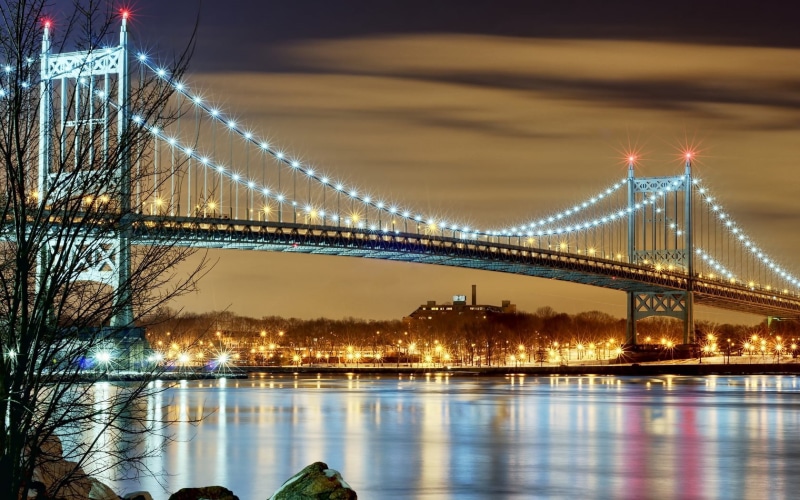 lower Manhattan, manhattan Bridge, street Light, east River, water, built Structure, urban Skyline, gray, brooklyn Bridge, uSA, famous Place, reflection