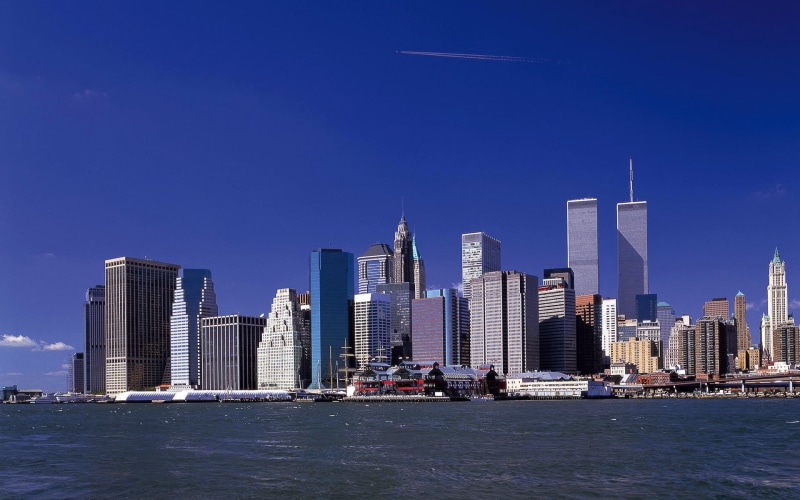 the twin towers, travel, new York, highrise, water, uSA, city, manhattan - New York City, spire, building, cityscape, skyscrapers, 11 Sep, day, urban Skyline
