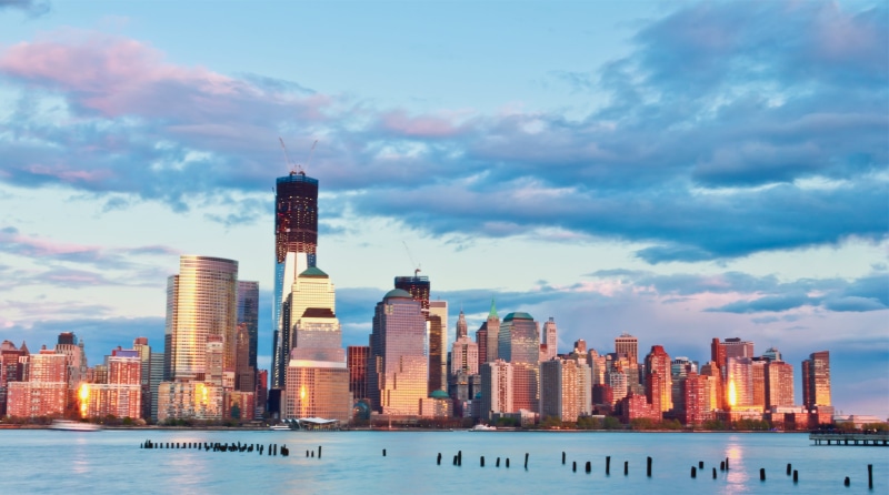 high, office building exterior, new york, urban Skyline, city, turquoise, skyscrapers, blue, nature, new York City, clouds, world Trade Center - Manhattan