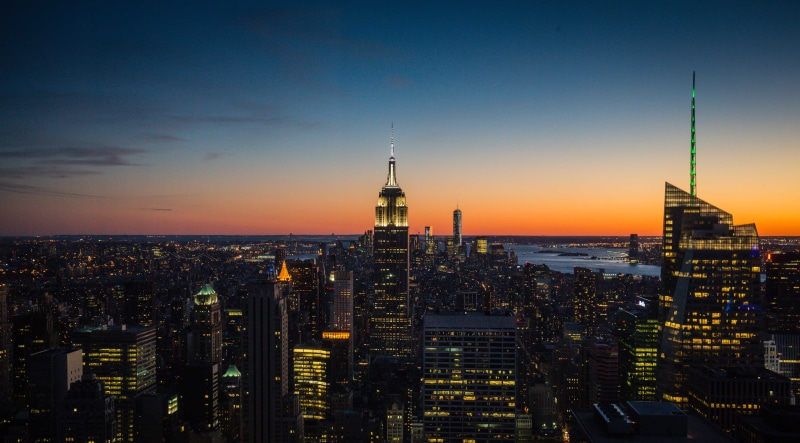 5K, United States, New York, The Empire state building, OWTC, Manhattan, the sky, 1WTC, twilight, One World Trade Center