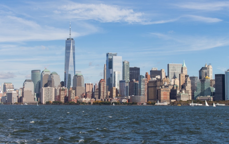 landscape, high, skyline, building exterior, waterfront, tall - high, no people, manhattan, tower, trade center, new york, nyc, building, one world, financial district