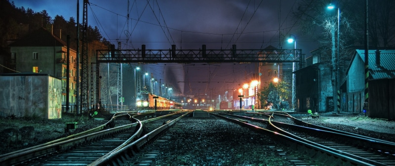 2K, train, architecture, power supply, night, complexity, connection, mode of transportation, illuminated, no people, cable, rail transportation, ultra-wide