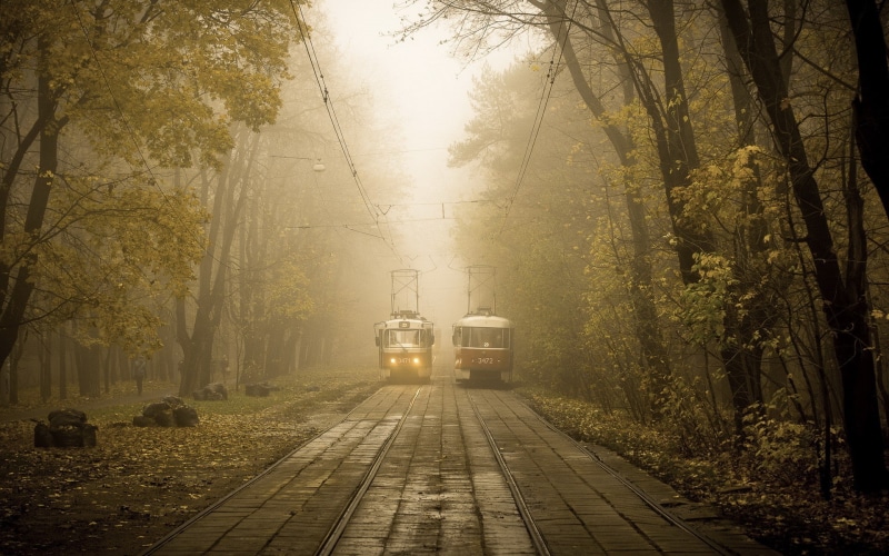 Russia, 1080P, mist, city, tram