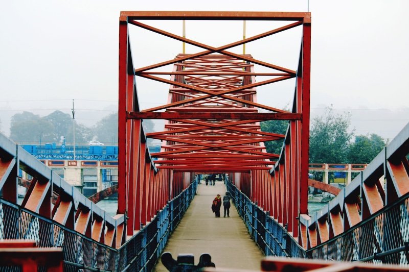 nature, real people, direction, pepole, infrastructure, built structure, steel bridge, Haridwar, day, sky, architecture, transportation, the way forward