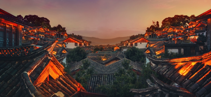 8K, Yunnan, Night, Roof, Cities, Village, Lijiang, China