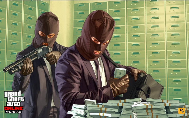 standing, robbery, occupation, young adult, two people, the bandits, adult, players, 2K, online, business, Heists, auto, communication, males, working
