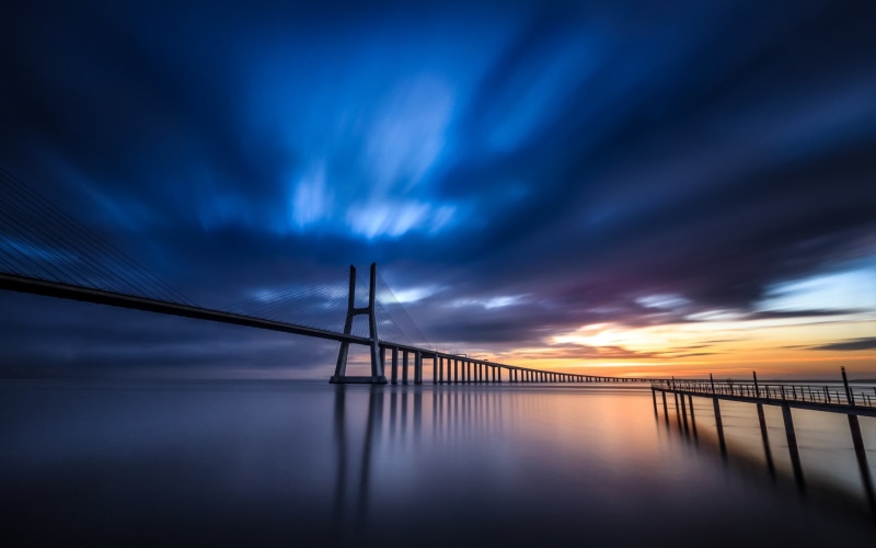 Ponte Vasco da Gama, bridge, sky, 1080P