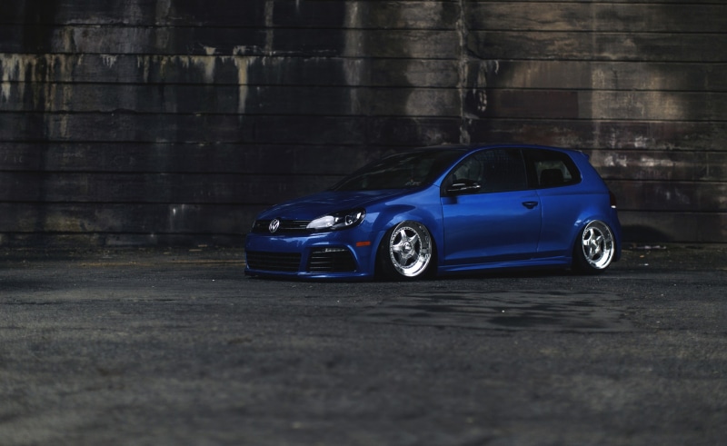 stance, 1080P, tuning, car, blue, Volkswagen, MK6, Golf R