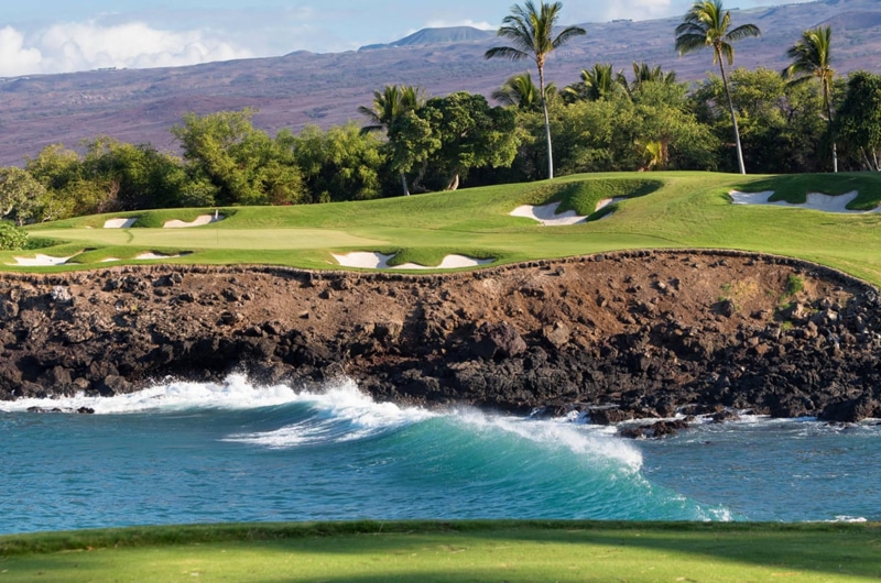 volcanic, hawaiian, rock, view, dramatic, golf, course, ocean, paradise, hawai, black, 1080P, kauai, beach, island, hawaii, waves