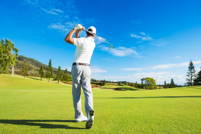 golf swing, green - golf course, skill, golf hd widescreen  for laptop, golf, activity, nature, sport, sky, real people, golf course, lifestyles, one person