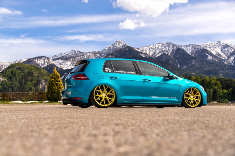 road trip, mountain range, environment, stance, blue, GTI, 1080P, road, sky, travel, car, motor vehicle, luxury, Volkswagen, nature, cloud - sky, mountain