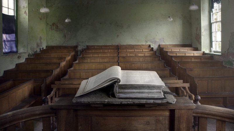 classroom, empty, architecture, white, staircase, publication, dust, desk, building, black, built structure, wood, old, lamp, no people, wall - building feature