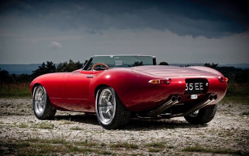 speedster, type, car, e, convertible, rear, jaguar, Jaguar E Type, 1080P, eagle, red