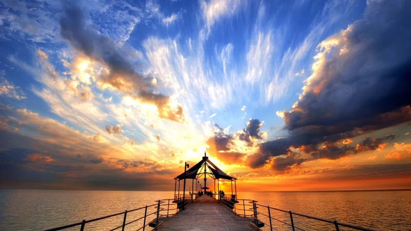 outdoors, sunshine, sky, ocean, clouds, environment, 1080P, cloud - sky, sunny, tree, sunset, no people, grass, season, summer, cloudy, scenery, land