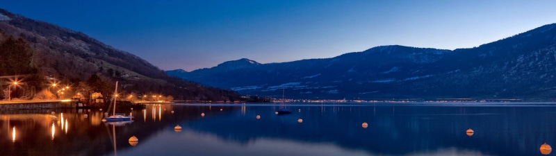 panoramic, white, scenics, 4K, lake, architecture, nature, tourism, boat, reflection, town, vacations, landscape, autumn, snow, twilight, hallstatter See