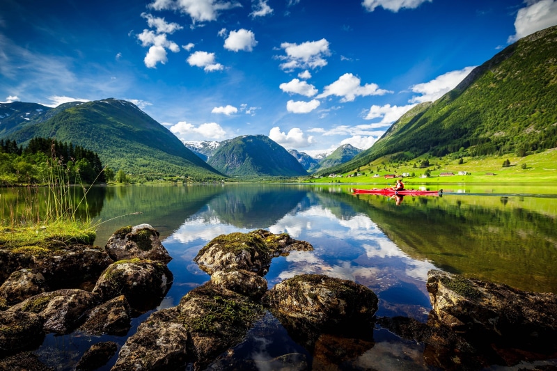 travel Destinations, rock, grass, outdoors, tourism, environment, day, scenics, travel, forest, mountain Peak, Sogn and Fjordane, tranquility, valley, green
