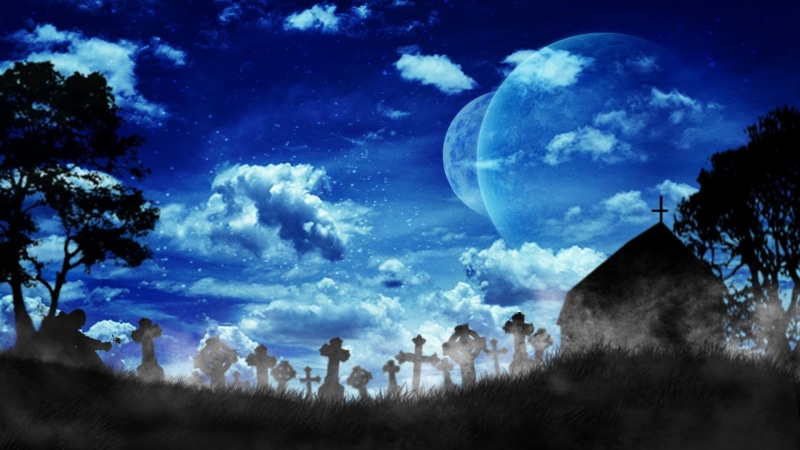 cemetery, lonely, tree, space, black, planet, abstract, chruch, silhouette, sillhouette, 1080P, pulze