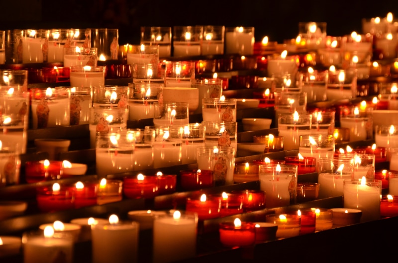 building, candle, altar, holder, tea light, spirituality, chruch, grief, burning, fire, built structure, candles, indoors, no people, belief, place of worship
