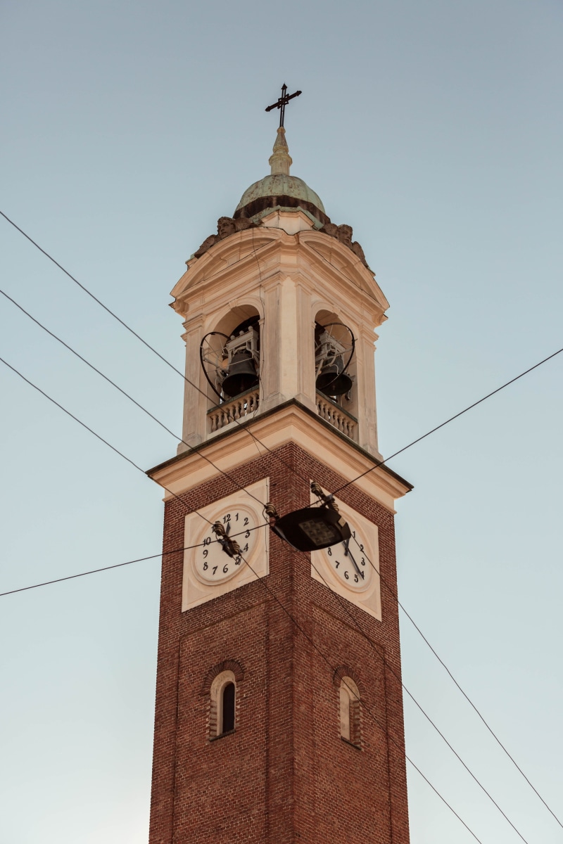 belief, cable, intersection, tall - high, built structure, tower, cross, building exterior, architecture, clear sky, building, day, clock, spire, chruch