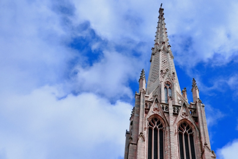 summer, building exterior, religion, spire, stone, architecture, tower, united states, sky, gothic style, newyork, christian, built structure, east 9th street