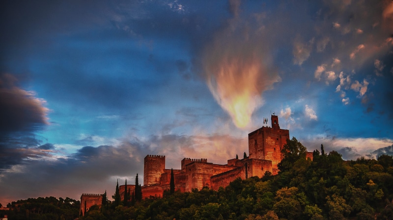 spain, history, cityscape, landscape, sky, built structure, 4K, outdoors, scenics - nature, alhambra granada, skyscraper, travel destinations, beauty in nature