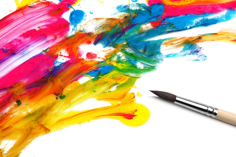artist, color Image, vibrant Color, silver, white background, studio shot, paint, oil paint, mixing, variation, close-up, no people, blue, art Product