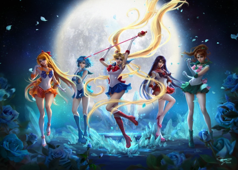 water, nature, hino rei, sea, nightclub, 1080P, star - Space, sailor mercury, computer Graphic, Bishoujo Senshi Sailor Moon, clothing, sunmomo, the moon