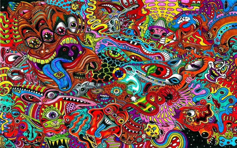 drawing, psychedelic, colorful, surreal, 1080P