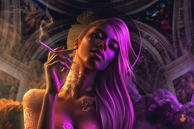 women, colorful, 720P, smoking, Max Twain