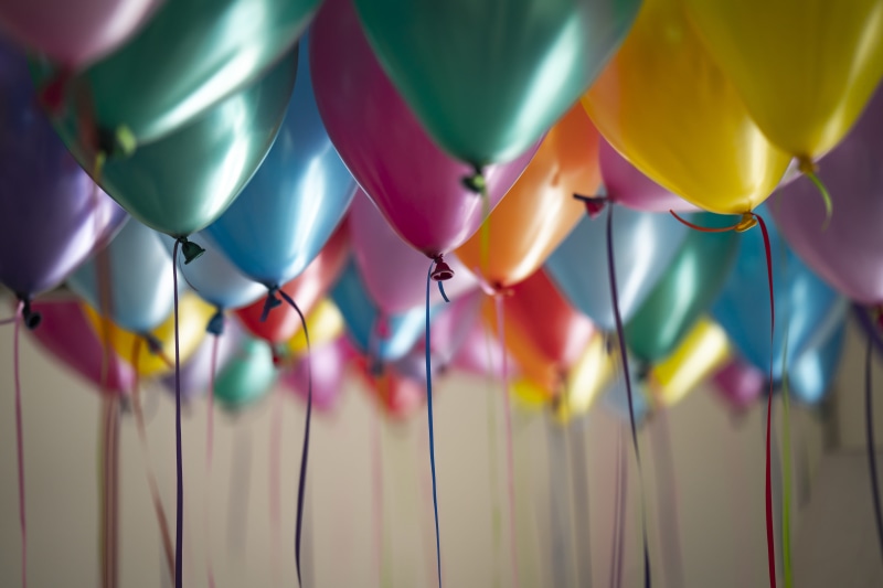 color, helium balloon, closeup, fiesta, ribbon - sewing item, party - social event, close-up, party, decoration, assorted, multi colored, group, macro