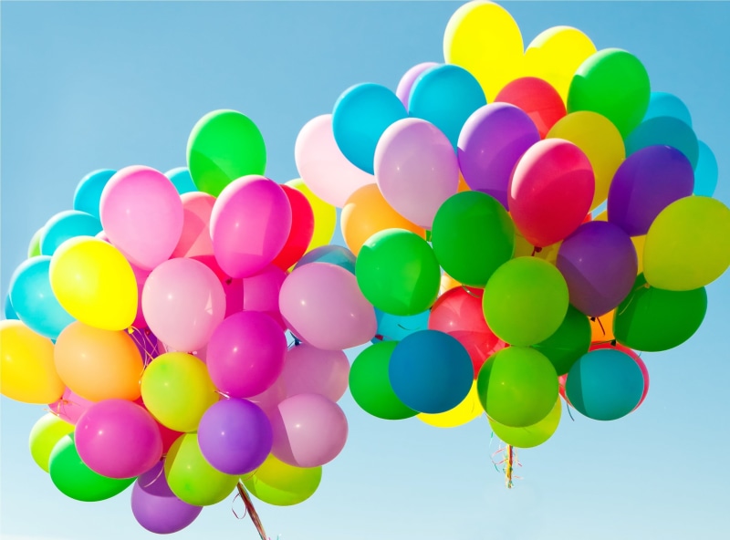 lot, cheerful, celebration, surprise, color, party - Social Event, low angle view, toy, colors, fun, sky, white, 2K, purple, variation, balloons, air