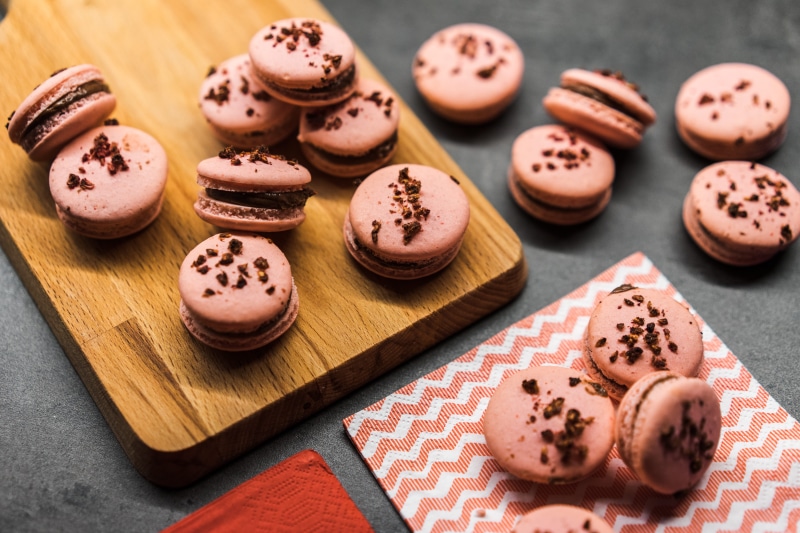 cake, sweet, pink, macarons, freshness, sugar, colorful, homemade, high angle view, ready-to-eat, baking, yummy, no people, chocolate, snack, close-up