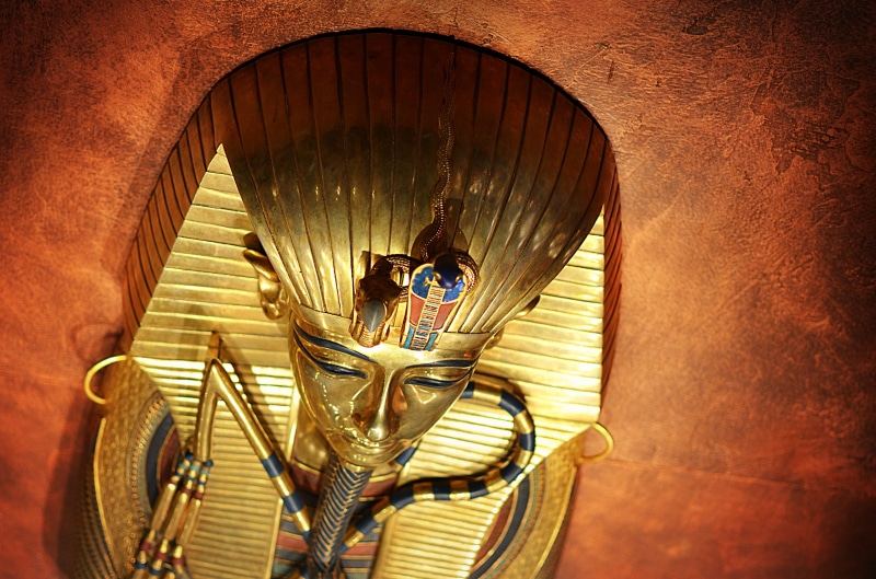 kitchen utensil, Egypt, full length, wall - building feature, front view, gold, architecture, sarcophagus, one person, background, mask, art and craft