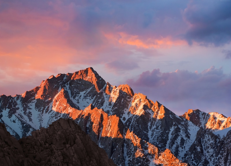 4k, android, macos, sierra, 5k, 5K, mountains, sky