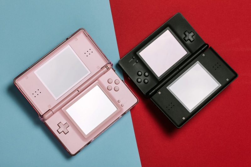 still life, nintendo, design, communication, digital tablet, screen, colored background, blue background, connection, wireless technology, high angle view