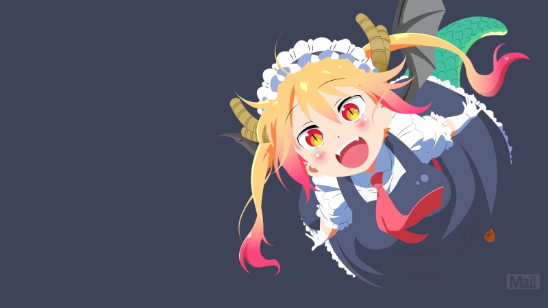 Horns, Minimalist, Tohru (Miss Kobayashis Dragon Maid), Anime, Vector, 4K, Fangs, Miss Kobayashis Dragon Maid