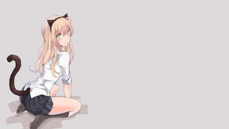 wall - building feature, hair, human representation, 2K, women, socks, representation, animal ears, anime girls, anime, Fang, hairstyle, creativity, art and craft