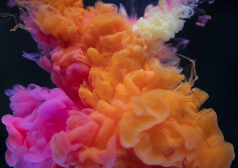 pink color, pigment, acrylic, indoors, motion, water, movement, multi colored, arty, black background, studio shot, design, artistic, swirl, abstraction
