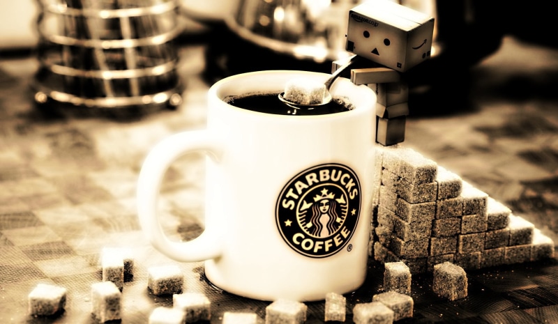 day, coffee - drink, Danbo, focus on foreground, indoors, starbucks, still life, coffee cup, text, drink, coffee, container, no people, selective focus