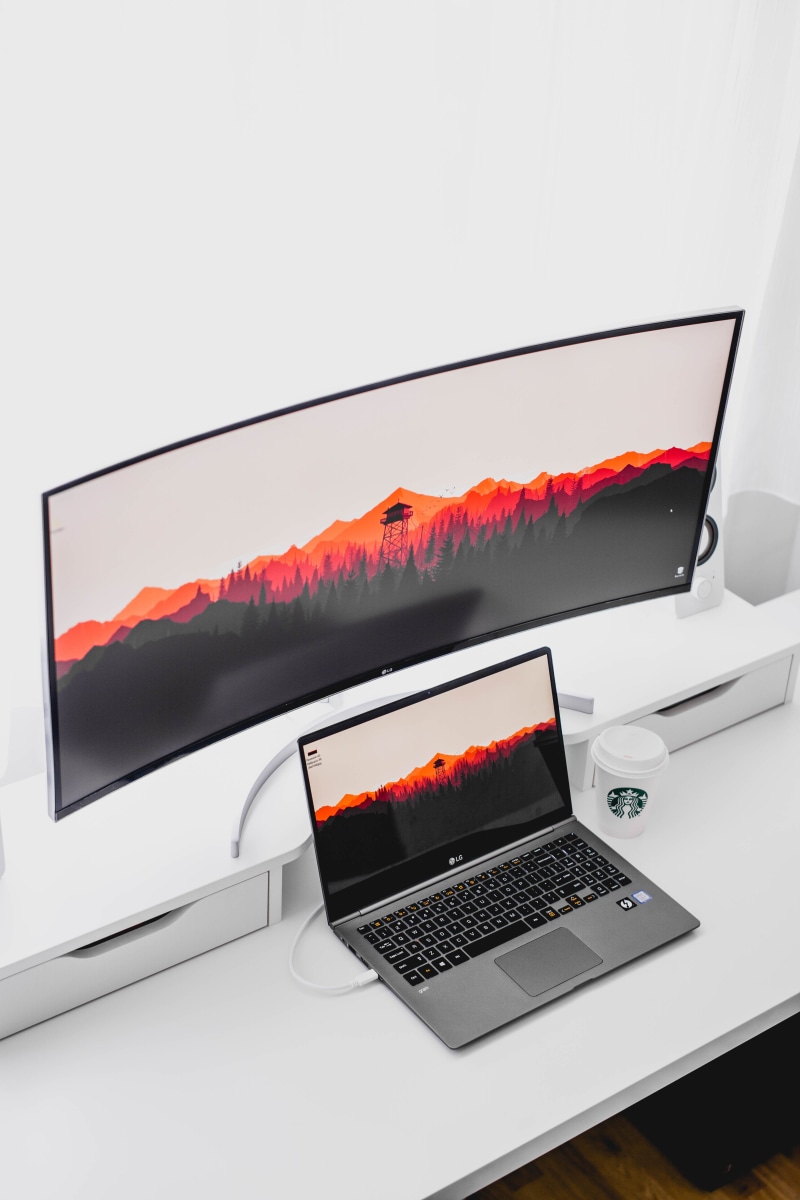ultrabook, technology, keyboard, ultrawide, internet, 4k, day, screen, indoors, communication, ultrahd, computer monitor, starbucks, connection, monitor