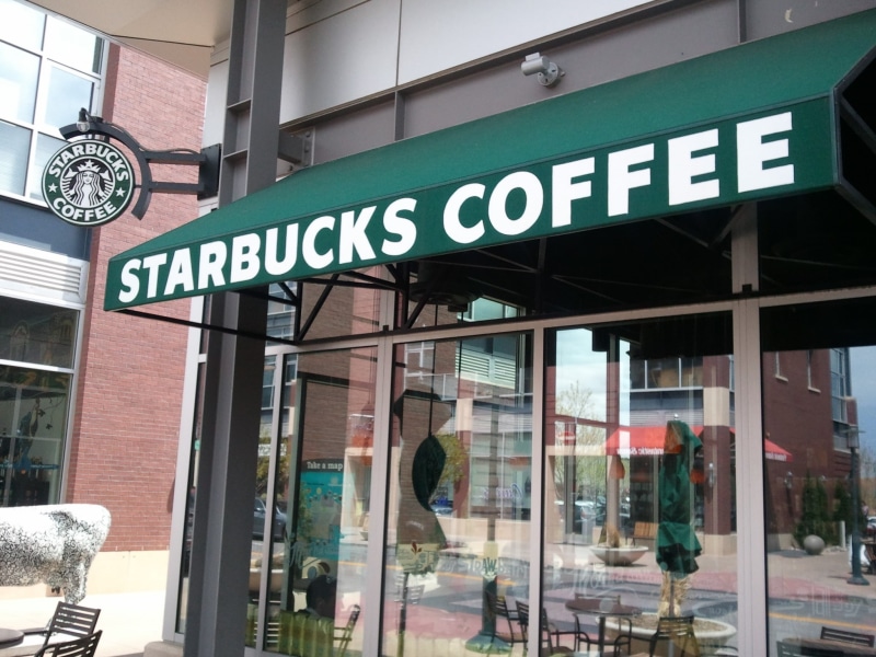 built structure, communication, sign, street, information, starbucks beautiful backgrounds desktop, day, glass - material, reflection, architecture, no people