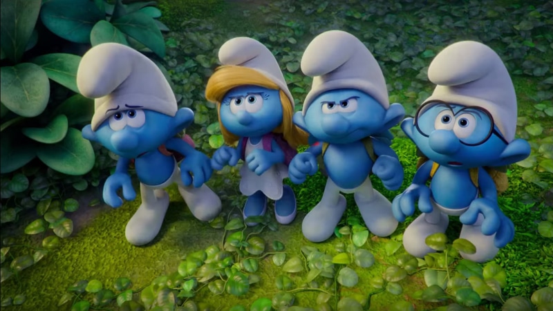 smurfette, clumsy, lost, brainy, hefty, screenshot, movie, 1080P, smurfs, village