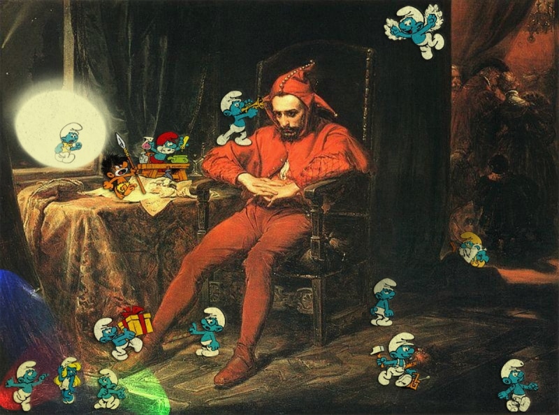 Stańczyk, painting, 480P, smurfs, Stasiu Gąska