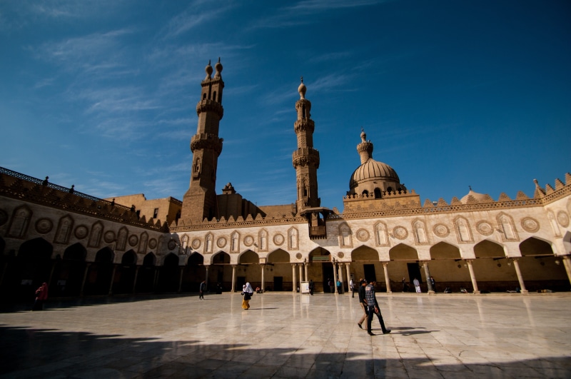 egypt, travel destinations, islam, old university, incidental people, statue, blue, history, university al-azhar, building, building exterior, group of people