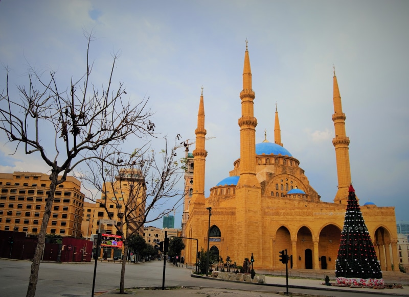 built structure, religious, tower, islam, architecture, landmark, spire, gold, building, mohammad amin mosque, mosque, travel destinations, beirut, travel
