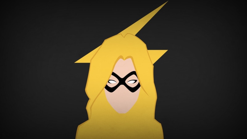 superhero, flag, 1080P, mask, sign, indoors, simple background, front view, art and craft, close-up, star shape, representation, yellow, symbol, Ms. Marvel
