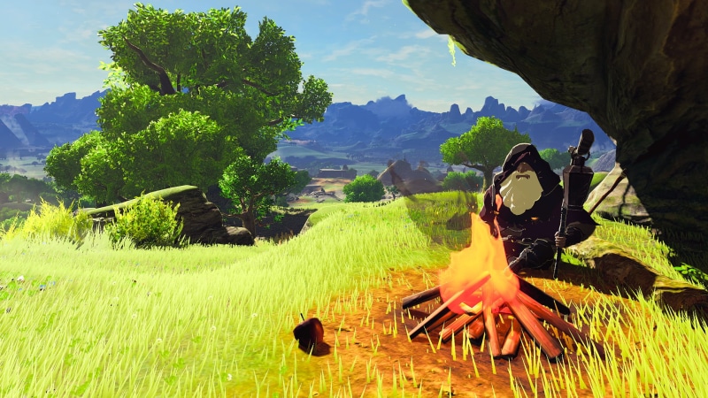 grass, video game characters, trees, video game art, cemu, 1080P, fire, Wand, The Legend of Zelda: Breath of the Wild, botw, sky, The Legend of Zelda