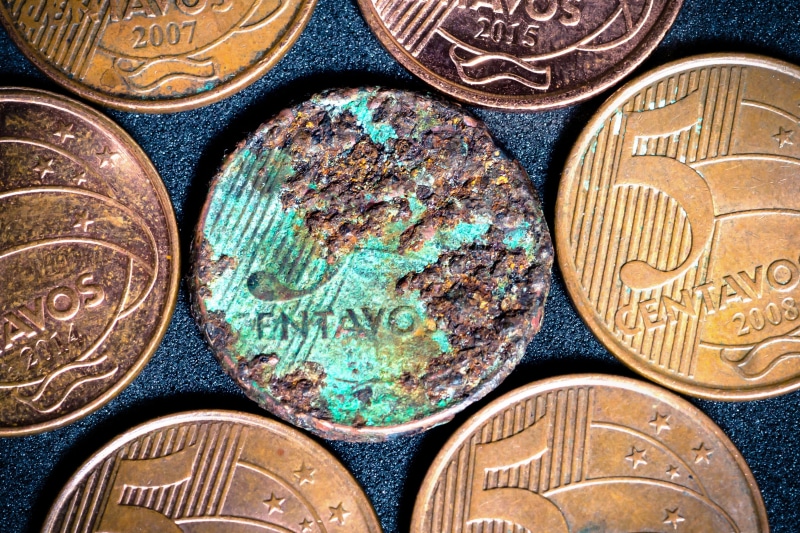 5, variation, full frame, treasure, finance, nickel, shape, symbol, buzzard, rusty, metal, wealth, dime, high angle view, palette, cents, money, trash