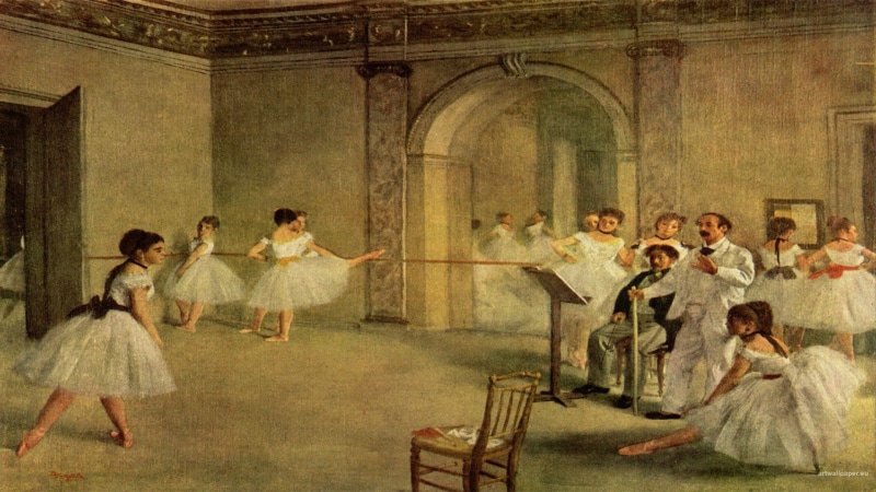 painting, impressionism, degas, impressionist, ballerinas, dancing, 1080P, edgar, paintings, artwork